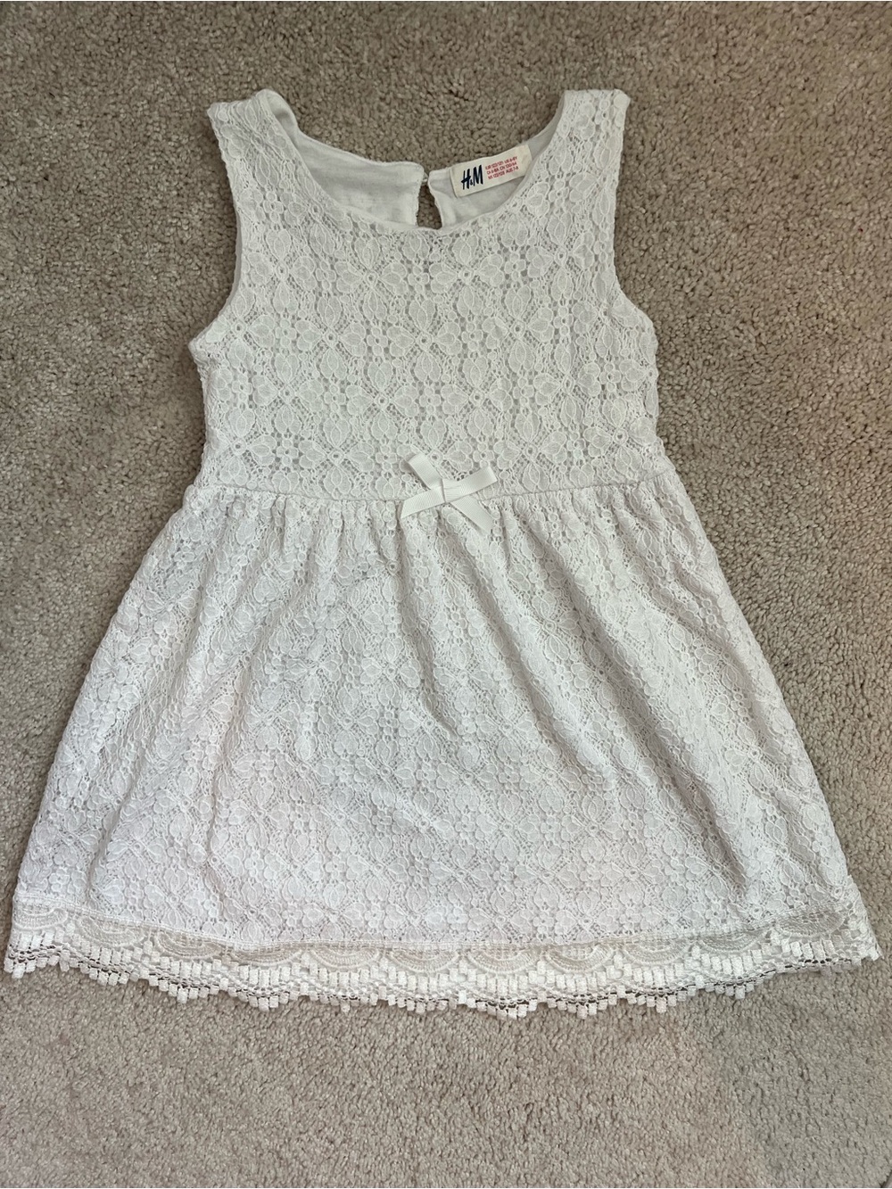 H&M White Lace Eyelet Sleeveless Tank Dress for Girls